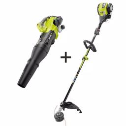RYOBI Gas Trimmer 30cc 4-Cycle Attachment Capable & 25cc 2-Cycle Jet Fan Blower Combo thumbnail 1