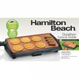 Hamilton Beach Durathon 200 sq. in. Ceramic Nonstick Electric Griddle, Black thumbnail 4