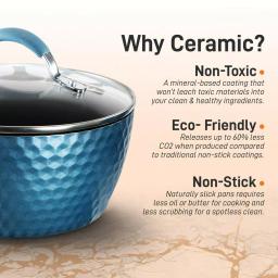 NutriChef Blue Diamond Ceramic 11-Piece Nonstick Aluminum Cookware Set thumbnail 4