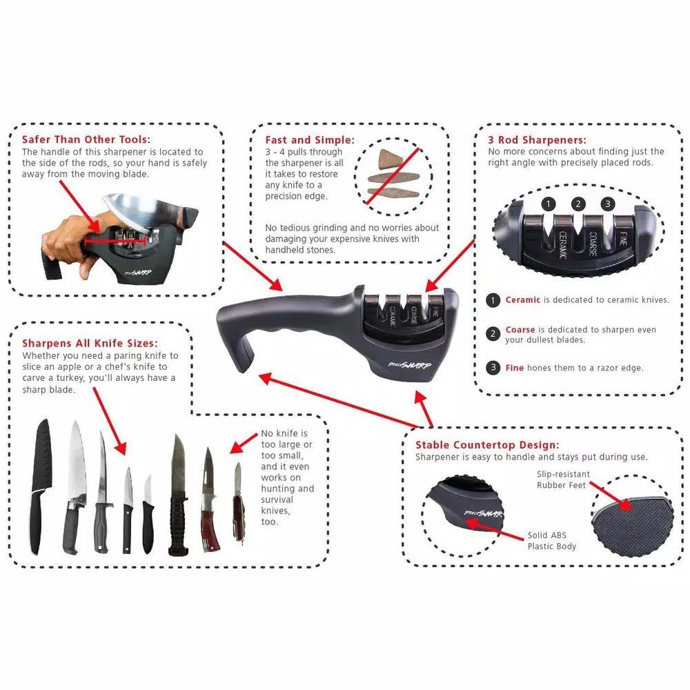 Unbranded LIGHTSMAX 3-Stage Manual Knife Sharpener with Ergonomic Handle