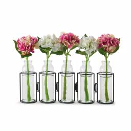 Danya B. 8 in. Hinged 5-Bottle Vase, Black Iron and Clear Glass thumbnail 2
