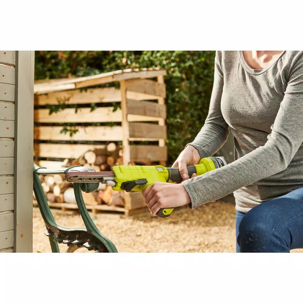RYOBI 18V ONE+ Cordless 1/2 in. x 18 in. Belt Sander (Tool Only) with 3-Pack Sanding Belts