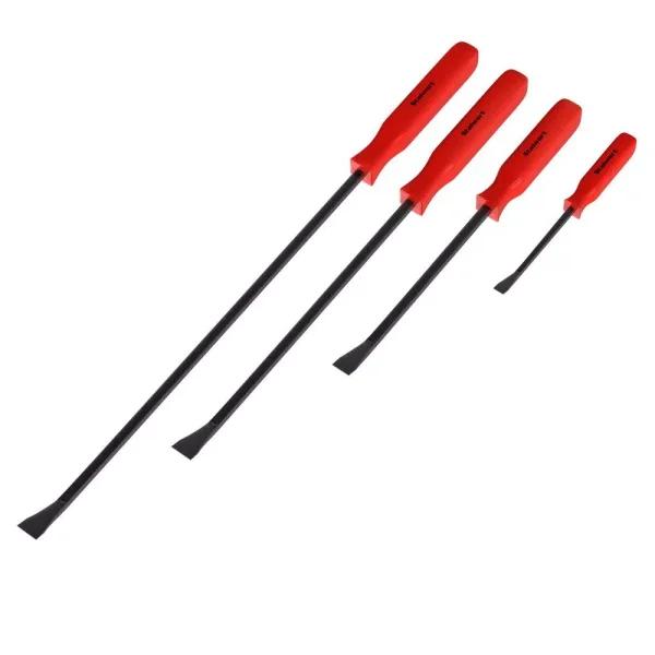 Stalwart 4-Piece Steel Pry Bar Set with Angled Chisel Ends