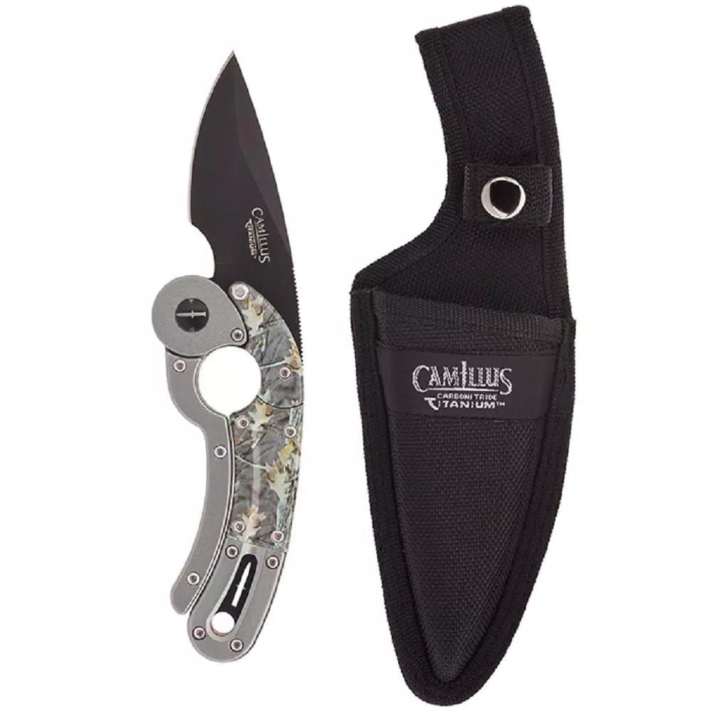 Camillus Dominator 2.25 in. Stainless Steel Drop Point Fixed Blade Knife with Aluminum Handle and Sheath
