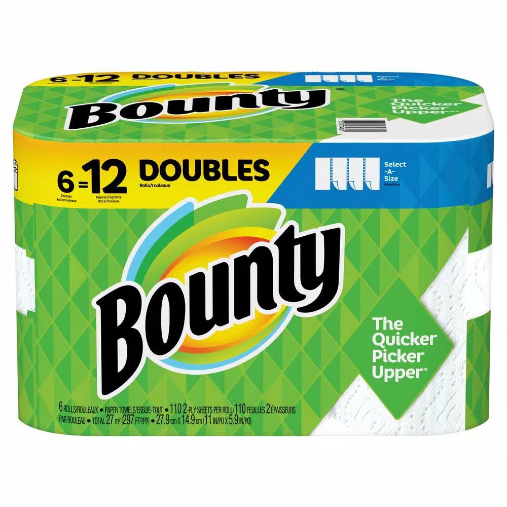 Bounty Select-A-Size White Paper Towels, 6 Double Rolls