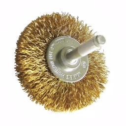 Robtec 3 in. Brass Coated Steel Wire Wheel Brush with 1/4 in. Shank thumbnail 2