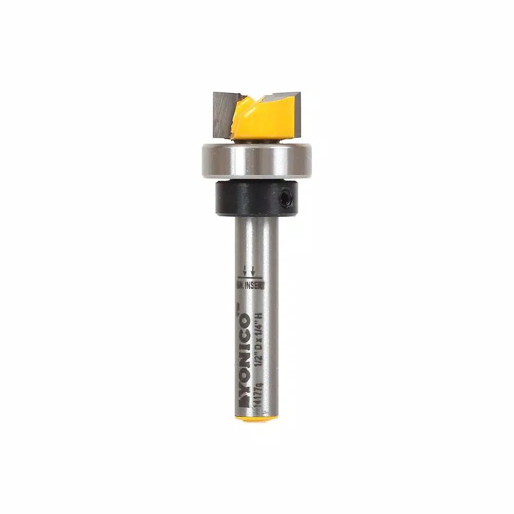 Yonico 1/2 in. Carbide Tipped Offset Flush Trim Template Router Bit, 1/4 in. Shank