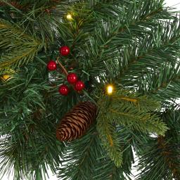 Nearly Natural 6 ft. Pre-lit Mixed Pine Artificial Christmas Garland with LED Lights, Berries and Pinecones thumbnail 3