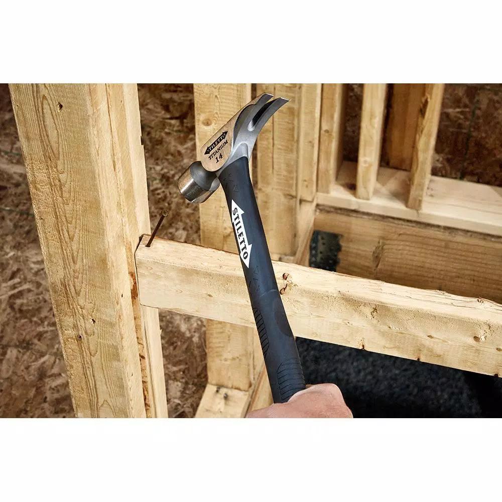Stiletto TI14MC-F 14 oz. Titanium Milled Face Hammer with 16 in. Curved Fiberglass Handle