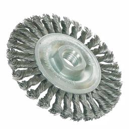 Robtec 6 in. Stringer Bead Twisted Steel Wire Wheel Brush, 5/8"-11 Threaded Arbor thumbnail 2