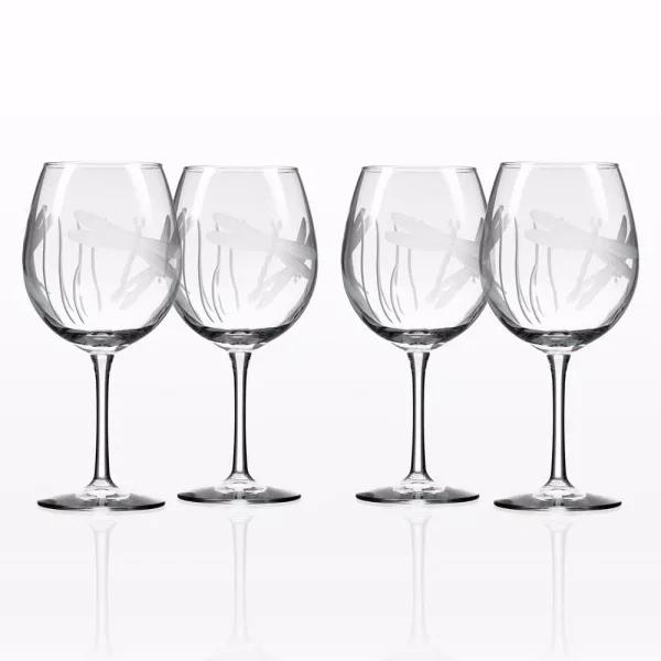 Rolf Glass Dragonfly Etched 18 oz. Balloon Red Wine Glasses, Set of 4