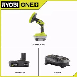 RYOBI 18V ONE+ Compact Power Scrubber Kit with 2.0 Ah Battery and Charger thumbnail 2