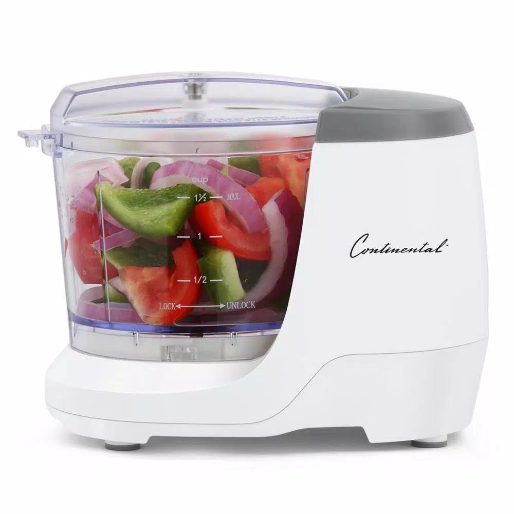 Continental Electric Black & Decker 1.5-Cup Electric Mini Food Chopper with Stainless Steel Blades, White
