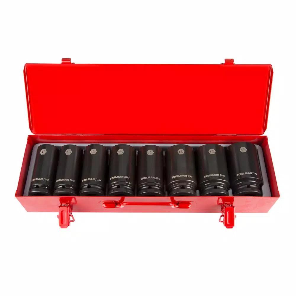 Steelman PRO 79285 3/4 in. Drive 6-Point SAE Deep Impact Socket Set, 8-Piece