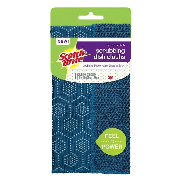 Scotch-Brite 11 in. x 11 in. Navy Blue 2-in-1 Scrubbing Dish Cloth