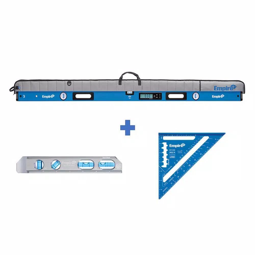 Empire True Blue 72 in. Digital Box Level Kit with 8 in. Magnetic Torpedo Level and 7 in. Rafter Square