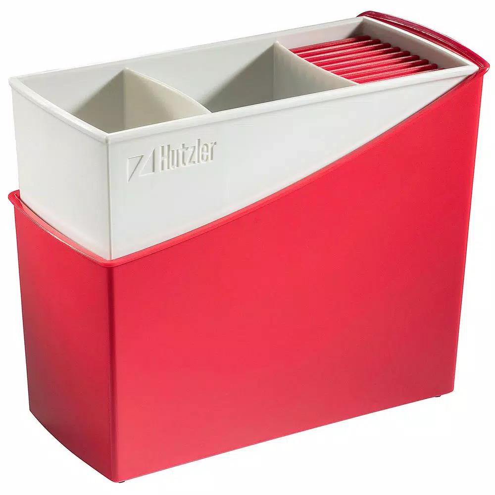 Hutzler Cutlery Drainer and Flatware Caddy with Knife Slots, Red