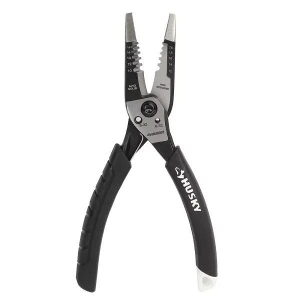 Husky 3.8 in. Wire Stripper and Cutter with Soft Grip Handles