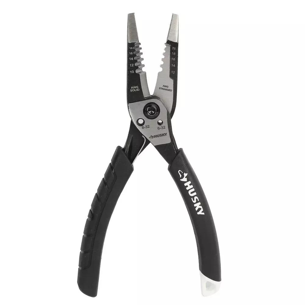 Husky 3.8 in. Wire Stripper and Cutter with Soft Grip Handles