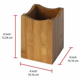 Oceanstar Bamboo Utensil Holder - Eco-Friendly Wavy Edge Kitchen Tool Organizer thumbnail 4