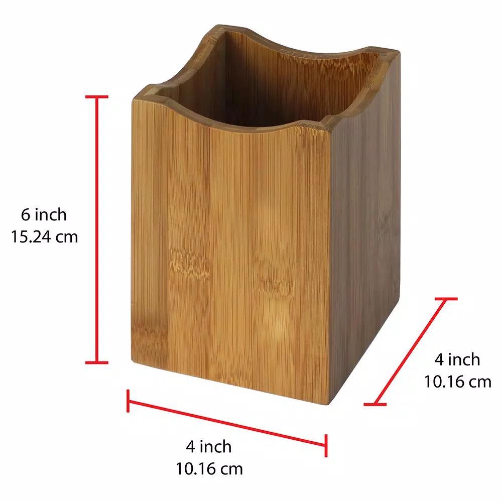 Oceanstar Bamboo Utensil Holder - Eco-Friendly Wavy Edge Kitchen Tool Organizer
