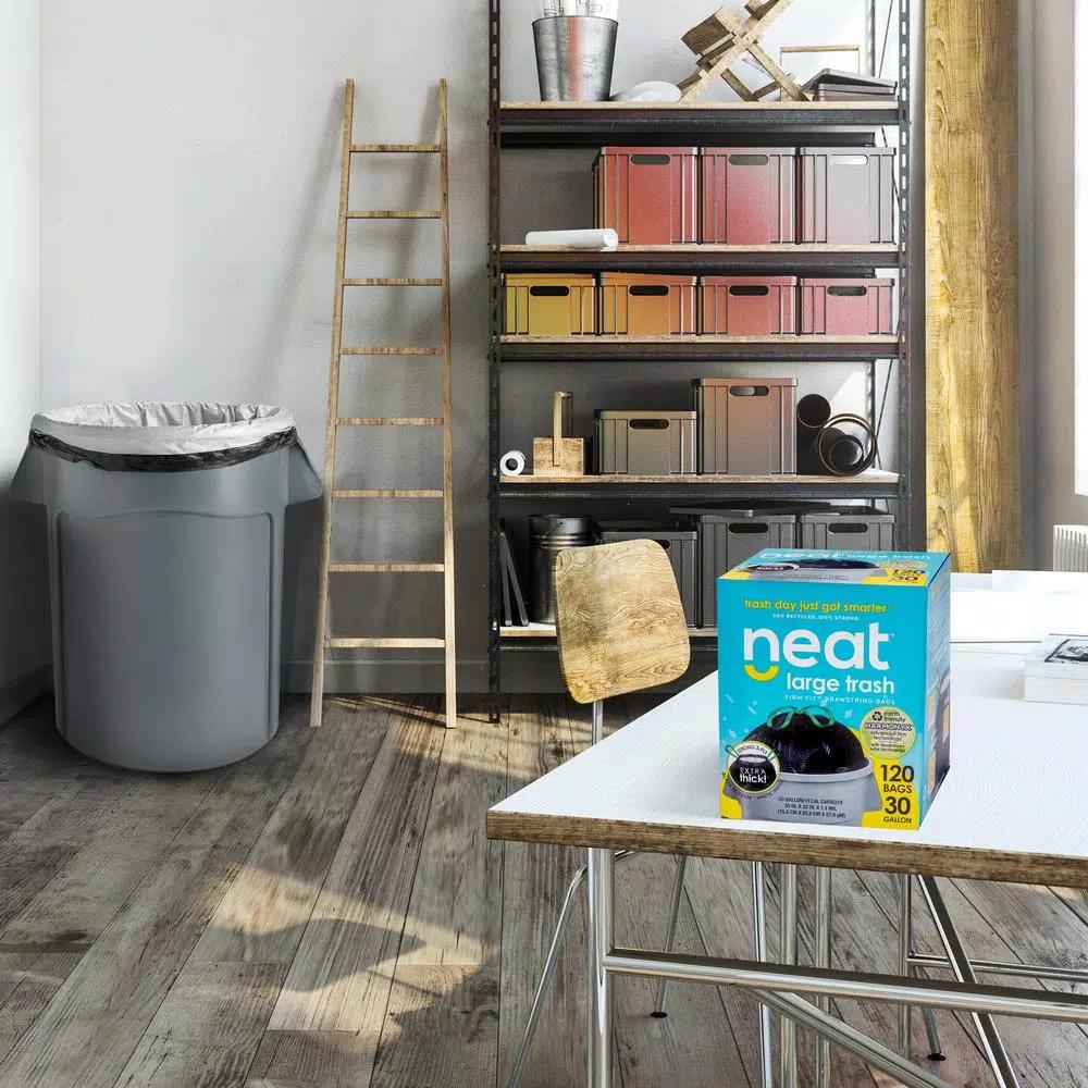 Unbranded Neat 30 Gallon Heavy Duty Black and White Trash Bags, 1.1 Mil, 120 Count