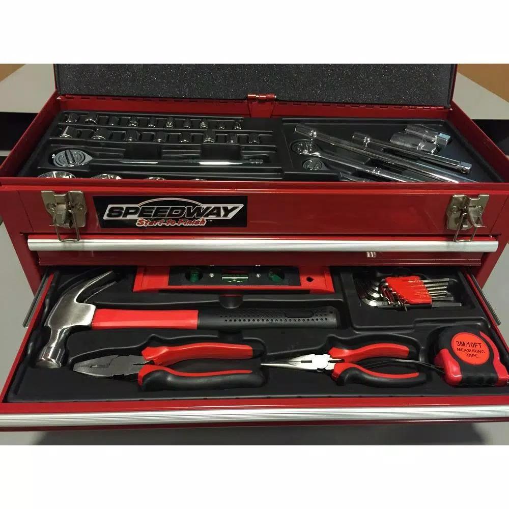 SPEEDWAY 24 in. 3-Drawer Steel Tool Chest with 118-Piece Bonus Tool Set