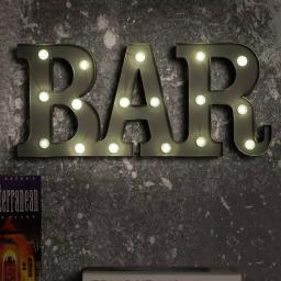 Winsome House Bar Marquee Lighted Sign with 17 LED Globe Bulbs - Gray Metal Wall Decor thumbnail 6