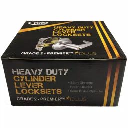 Premier Lock Heavy-Duty Satin Chrome ANSI Grade 2 Entry Door Lever Lock Set, SC1 Keyway thumbnail 4