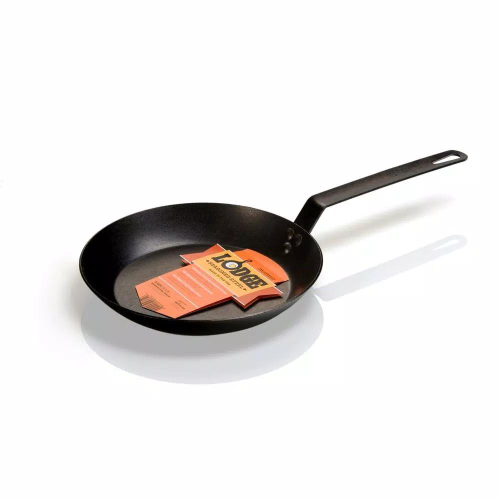 Lodge 10 in. Carbon Steel Skillet, Black Seasoned Heavy Duty Pan