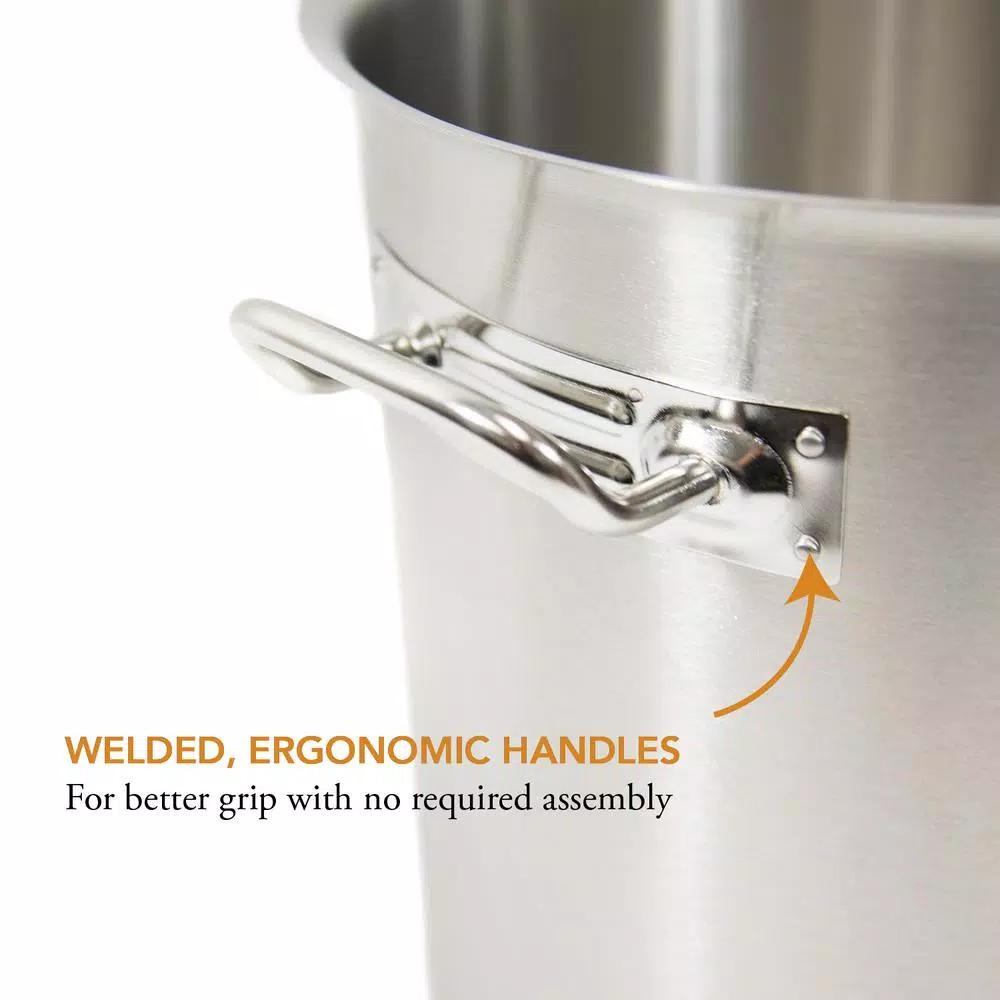 Gas One 32 Qt. Stainless Steel Stock Pot Set with Lid and Steamer Rack