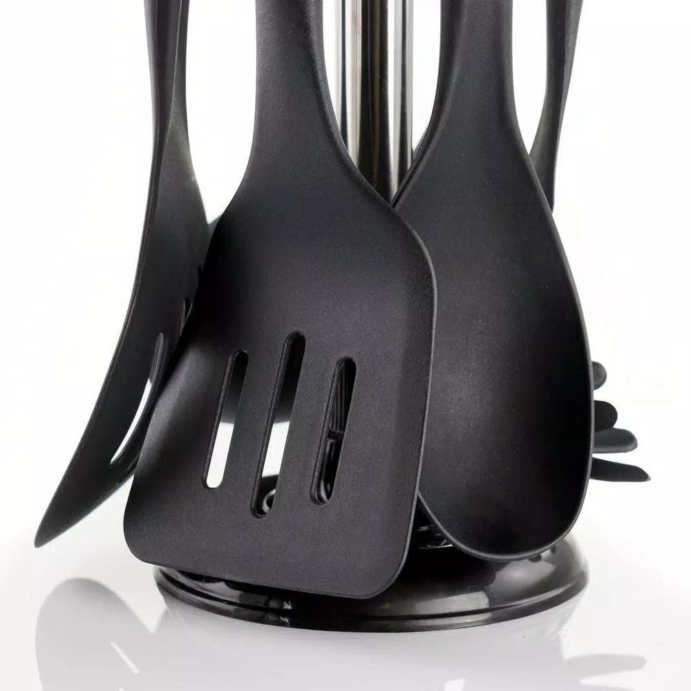 MegaChef 7-Piece Nylon Kitchen Utensil Set with Wood Design Finish