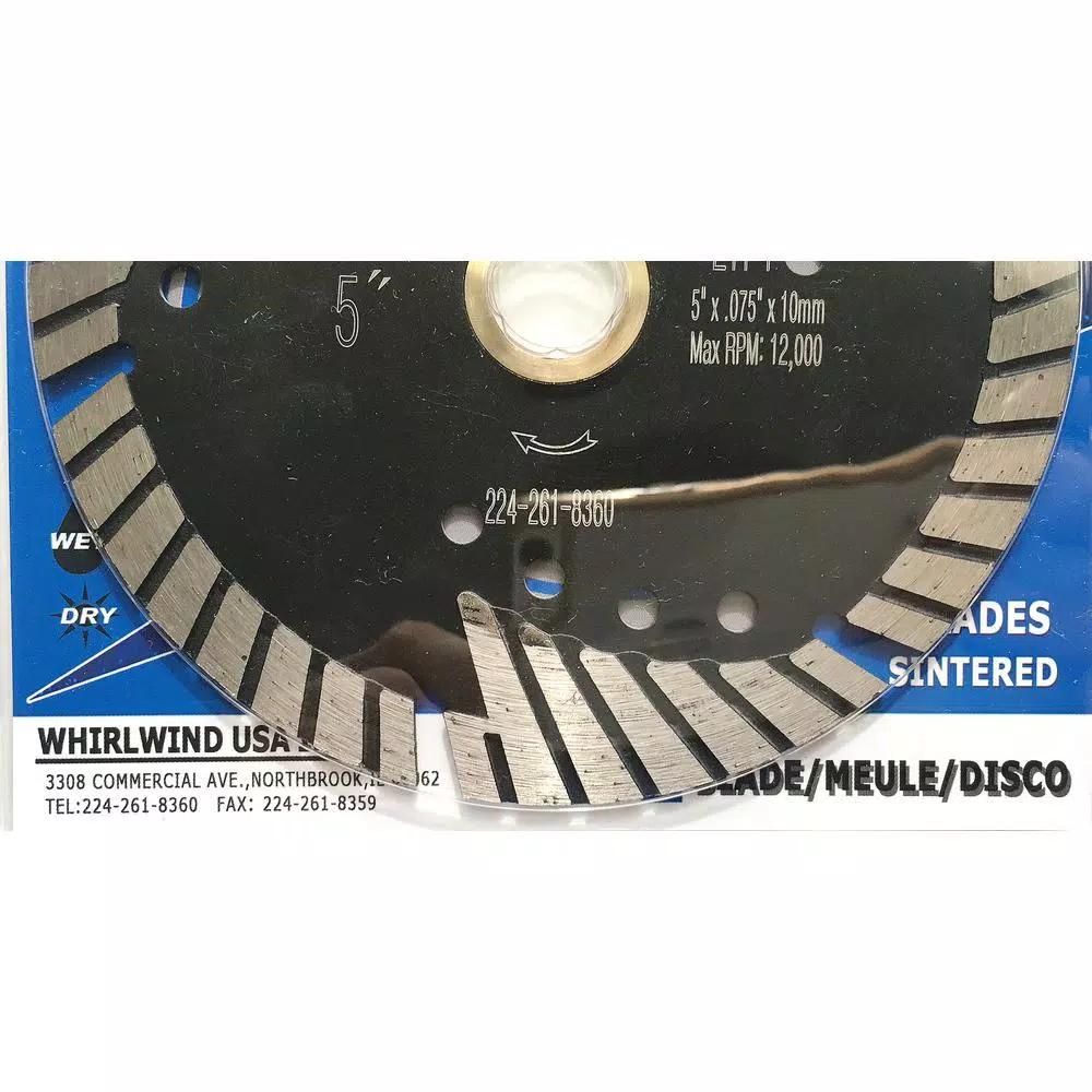Whirlwind USA 5 in. Turbo Segmented Diamond Saw Blade for Granite, Marble, and Concrete