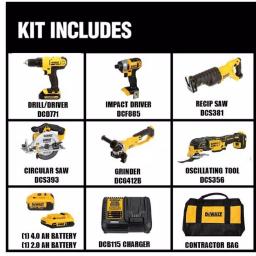DEWALT 20V MAX Cordless 6-Tool Combo Kit with 3/8 in. Impact Wrench, 4.0Ah & 2.0Ah Batteries thumbnail 2