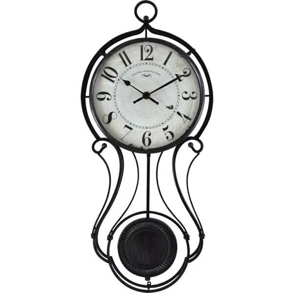 FirsTime & Co. Harwick Pendulum Wall Clock - Black Wrought Iron Farmhouse Decor