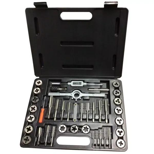 Drill America 40-Piece Carbon Steel NC and NF Tap and Die Set with Round Dies