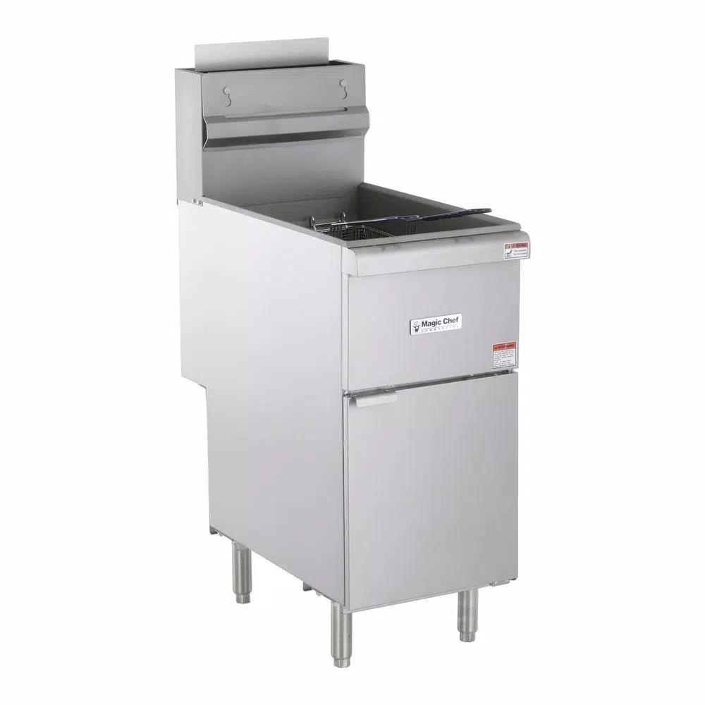 Magic Chef 35 Qt. Stainless Steel Commercial Natural Gas Deep Fryer, 120,000 BTU, 4 Burners