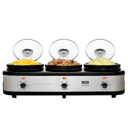 OVENTE 3-Station Slow Cooker and Buffet Server, 4.5 Qt. Silver Stainless Steel thumbnail 6