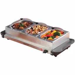 Brentwood Appliances BF-315 4.5 Qt. Stainless Steel 3-Pan Buffet Server and Warming Tray thumbnail 6