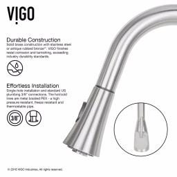 VIGO Aylesbury Single-Handle Pull-Down Kitchen Faucet with Soap Dispenser, Stainless Steel thumbnail 7