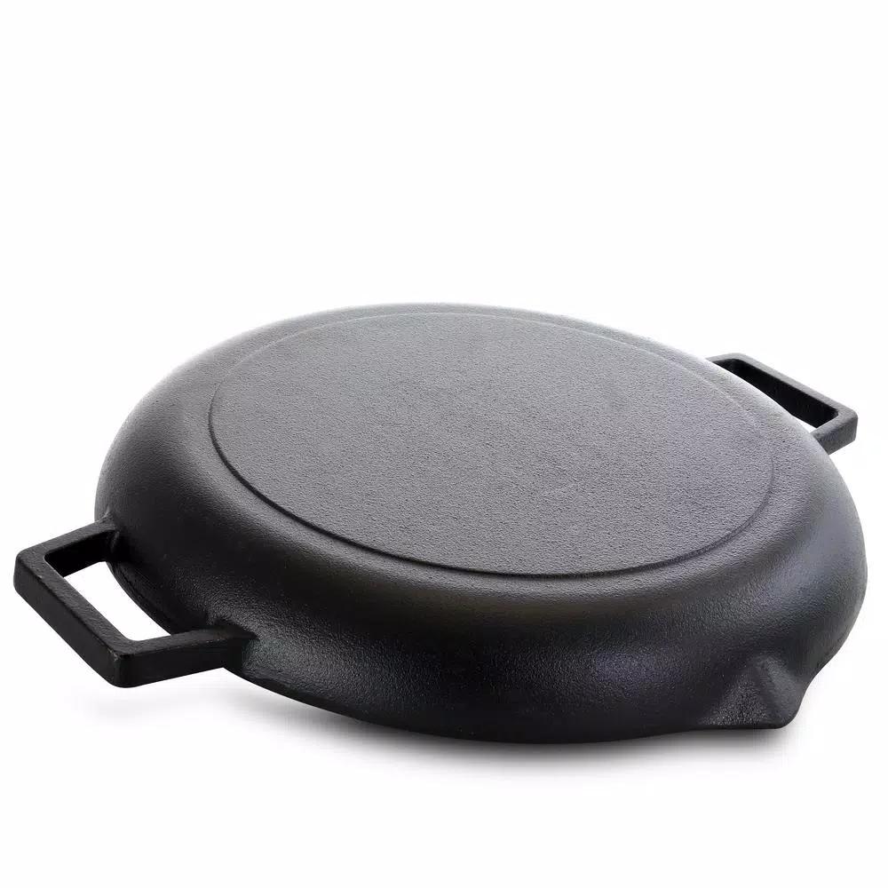General Store Addlestone 12 in. Cast Iron Grill Pan, Pre-Seasoned Black