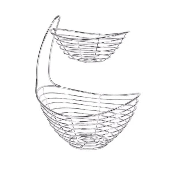 Spectrum Opus Arched 2-Tier Chrome Server Basket, Steel Fruit and Vegetable Organizer