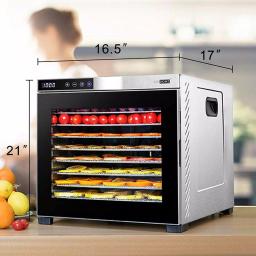 VIVOHOME 10-Tray Stainless Steel Commercial Food Dehydrator, 1000W with Digital Timer and Temperature Control thumbnail 5