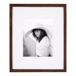 DesignOvation Gallery 13 x 16 in. Walnut Brown Wood Picture Frame with White Mat for 8 x 10 in. Photos thumbnail 1