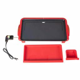 Taco Tuesday 200 sq. in. Red Fiesta Electric Griddle with Warming Drawer and Non-Stick Surface thumbnail 1