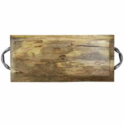 Gibson Elite Philomena Mango Wood Enamel Serving Tray with Watercolor Leaf Design thumbnail 2