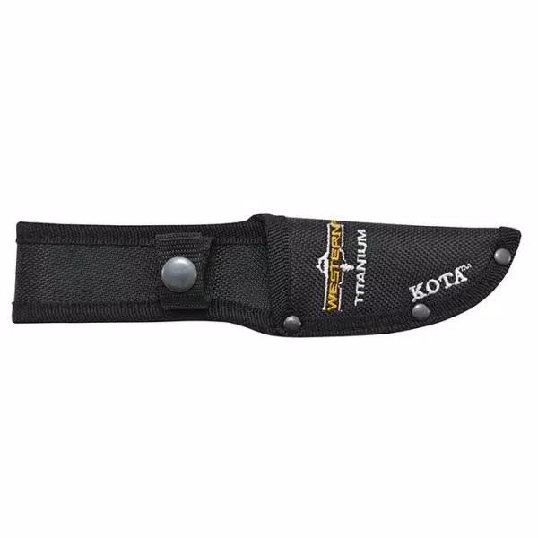 Western Kota 8.25 in. Titanium Bonded Drop Point Fixed Blade Knife with G10 Handle and Sheath