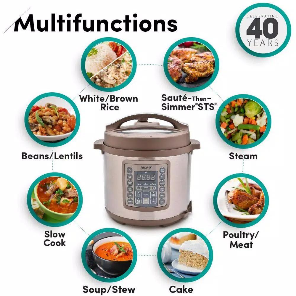 AROMA 4 Qt. Brown Electric Multi-Cooker Pressure Cooker with Aluminum Inner Pot