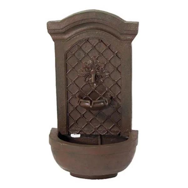 Sunnydaze Decor Rosette Resin Weathered Iron Solar Outdoor Wall Fountain with Battery Backup
