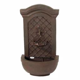 Sunnydaze Decor Rosette Resin Weathered Iron Solar Outdoor Wall Fountain with Battery Backup thumbnail 1